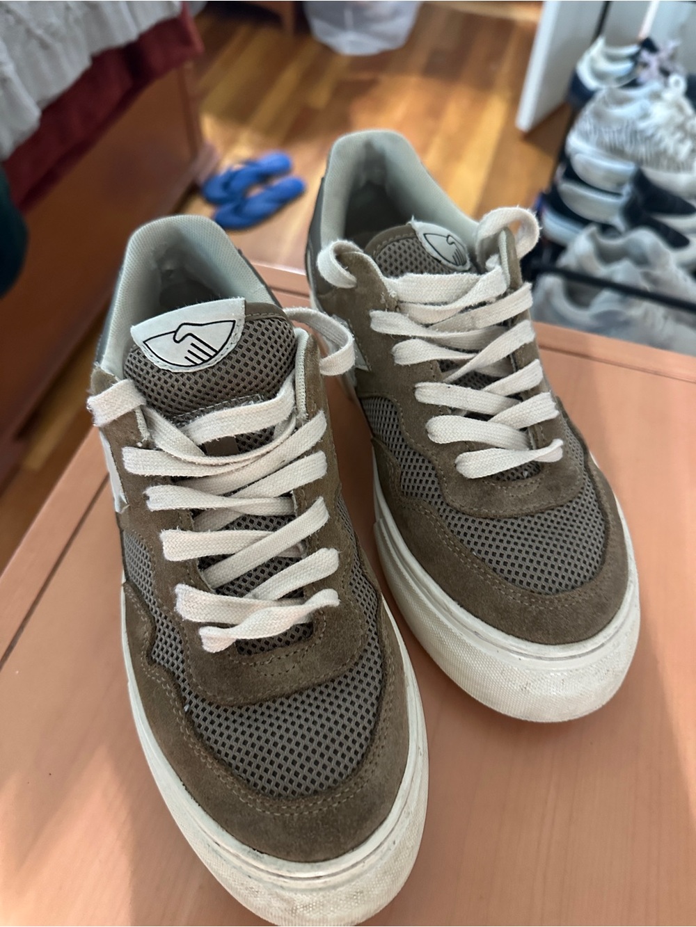 Women's Casual Suede & Mesh Sneakers in Olive Brown